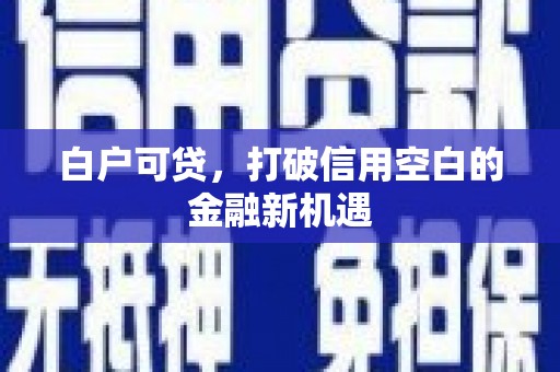 花都白户可贷，打破信用空白的金融新机遇