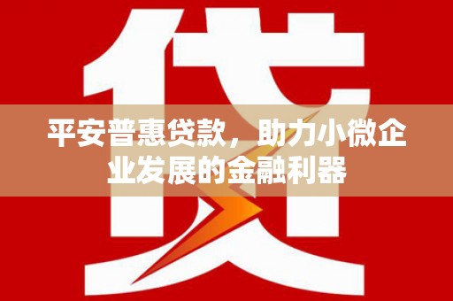 花都平安普惠贷款，助力小微企业发展的金融利器