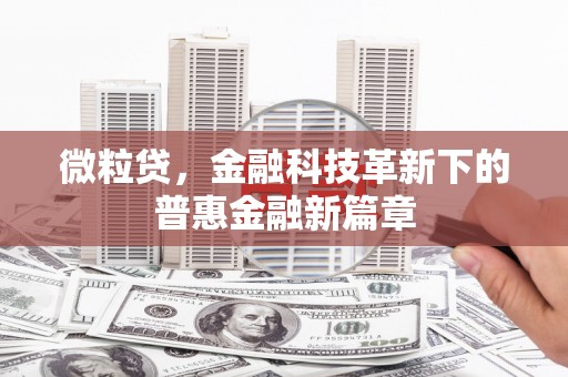 花都微粒贷，金融科技革新下的普惠金融新篇章