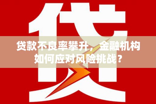 花都贷款不良率攀升，金融机构如何应对风险挑战？