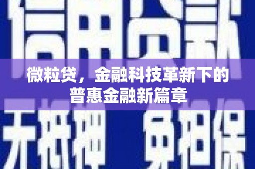 花都微粒贷，金融科技革新下的普惠金融新篇章